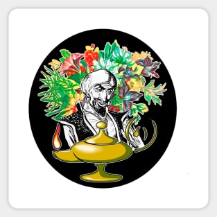 genie lamp with flowers Sticker